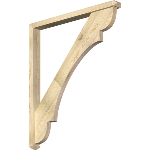 Ekena Millwork Olympic Arts and Crafts Rough Sawn Bracket w/ Offset Brace, Douglas Fir, 4"W x 42"D x 48"H BKT0402X42X48OLY03RDF - main